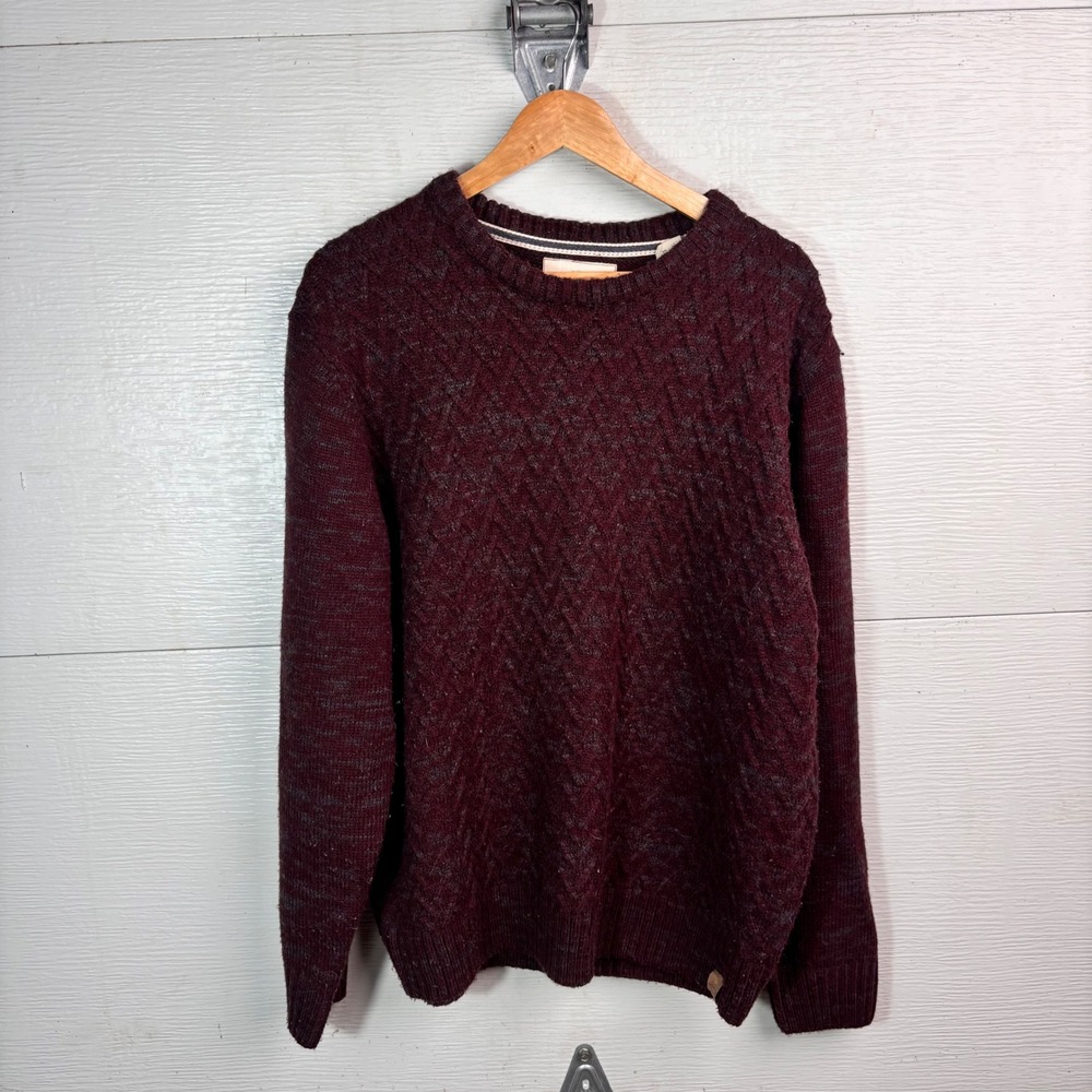 Weatherproof Cable Knit Burgundy Marled Crewneck Sweater XL Grandpa Fisherman